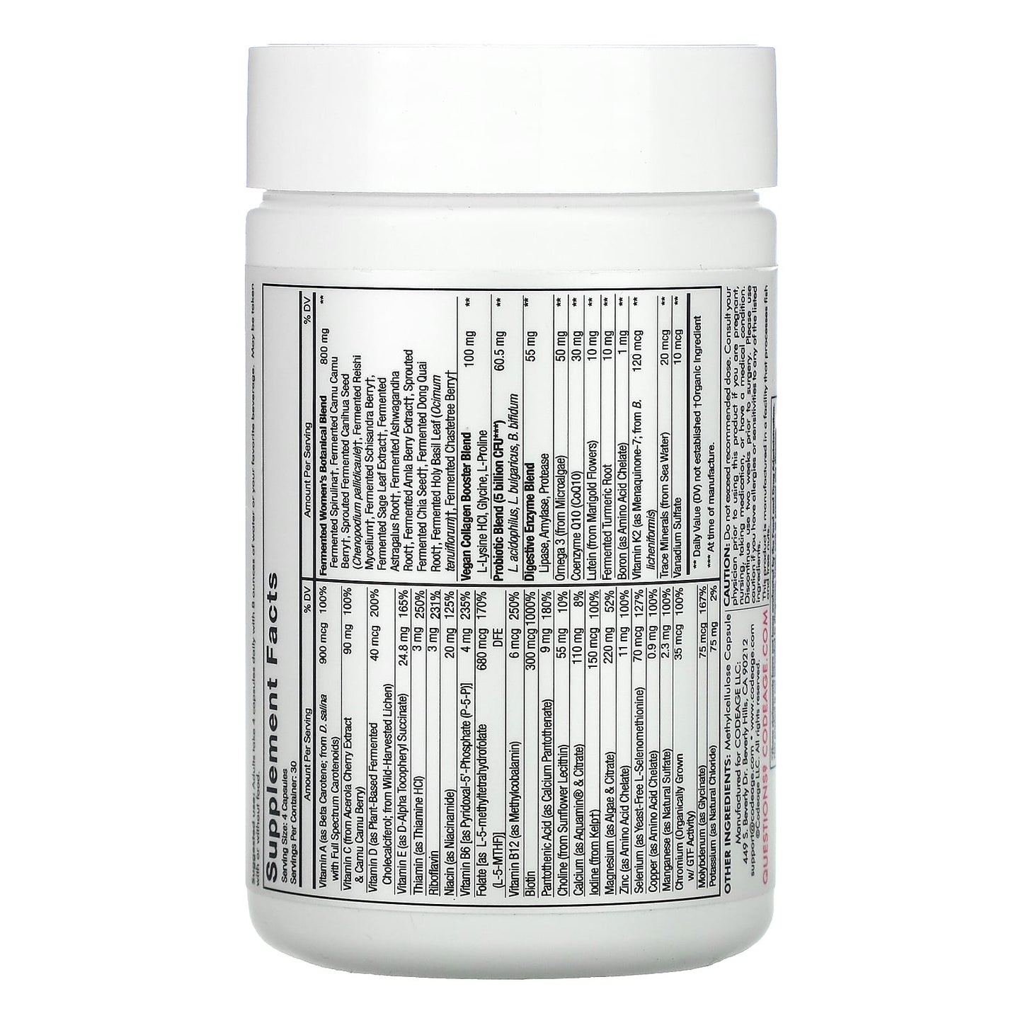 Codeage, Women's Fermented Multivitamin, 120 capsules UPC 853919008311 | HiLife Vitamins