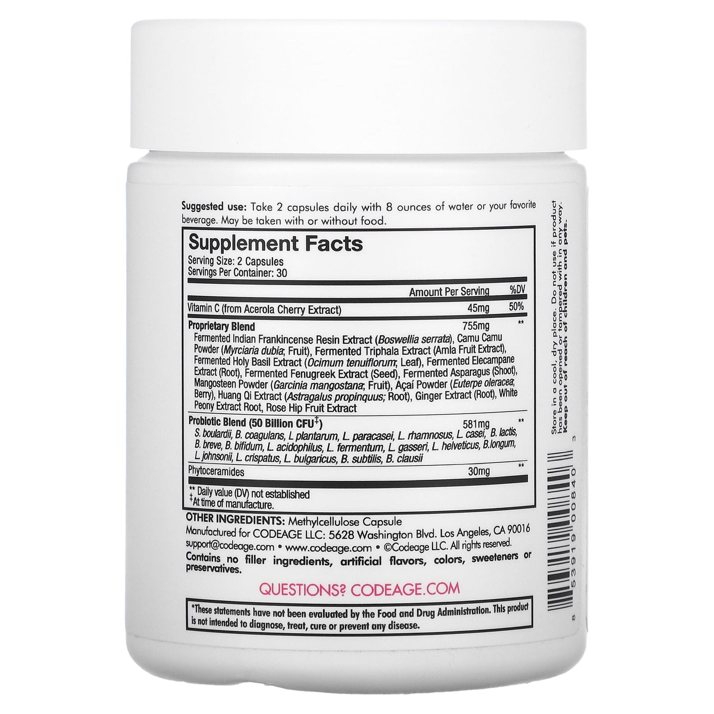 Codeage, Skin Probiotic, 60 capsules UPC 853919008403 | HiLife Vitamins