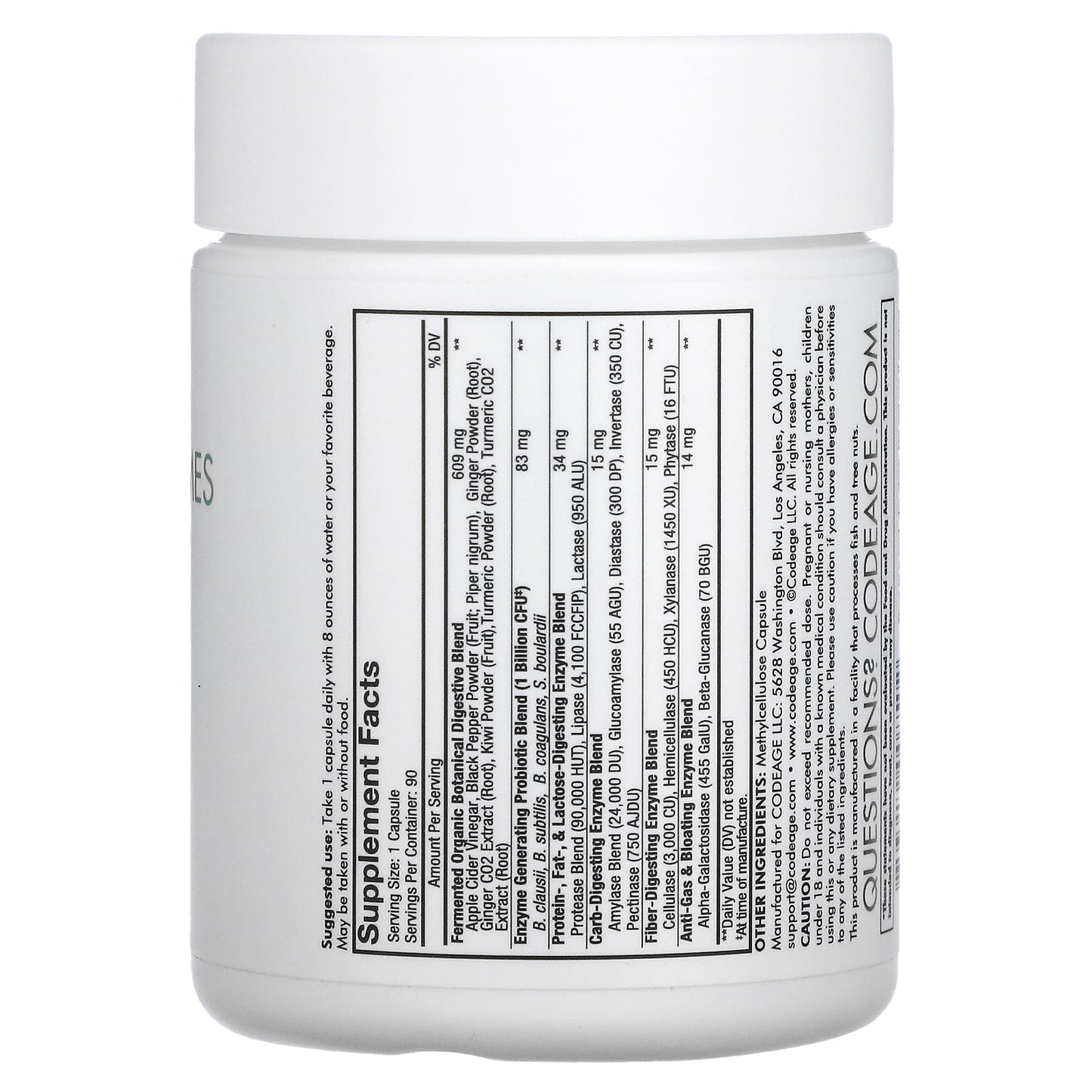 Codeage, Fermented Digestive Enzymes, 90 Capsules UPC 853919008502 | HiLife Vitamins