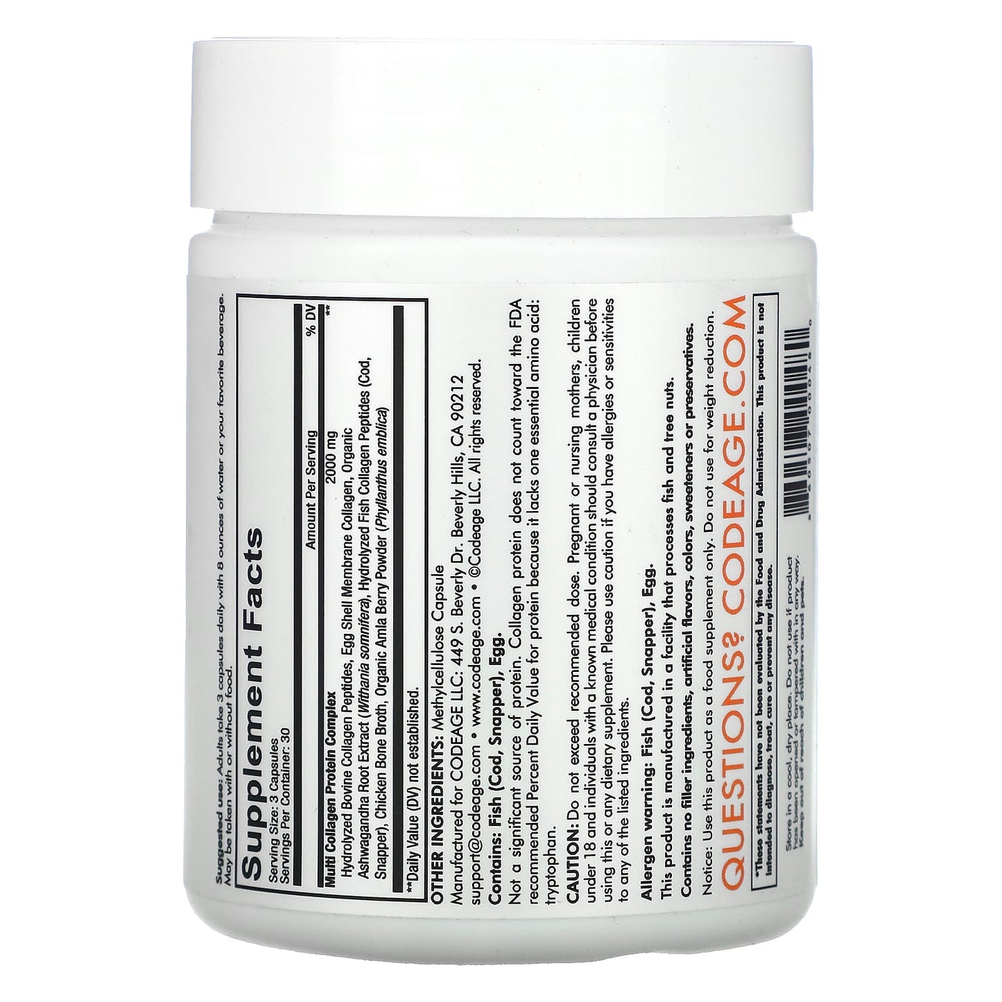 Codeage, Multi Collagen Capsules, 90 Capsules UPC 860507000480 | HiLife Vitamins