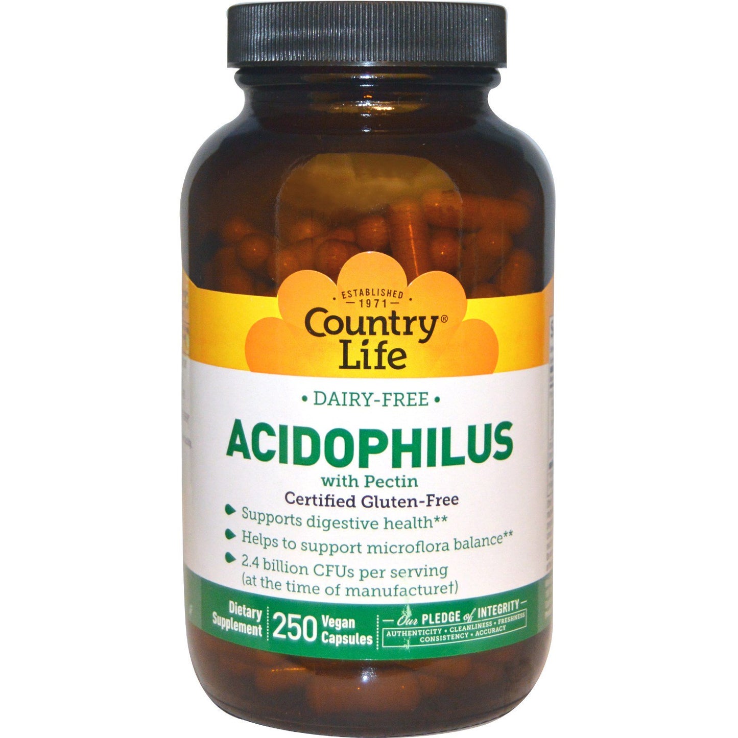Country Life, Acidophilus With Pectin, 250 Vegetarian Capsules - 015794030522 | Hilife Vitamins