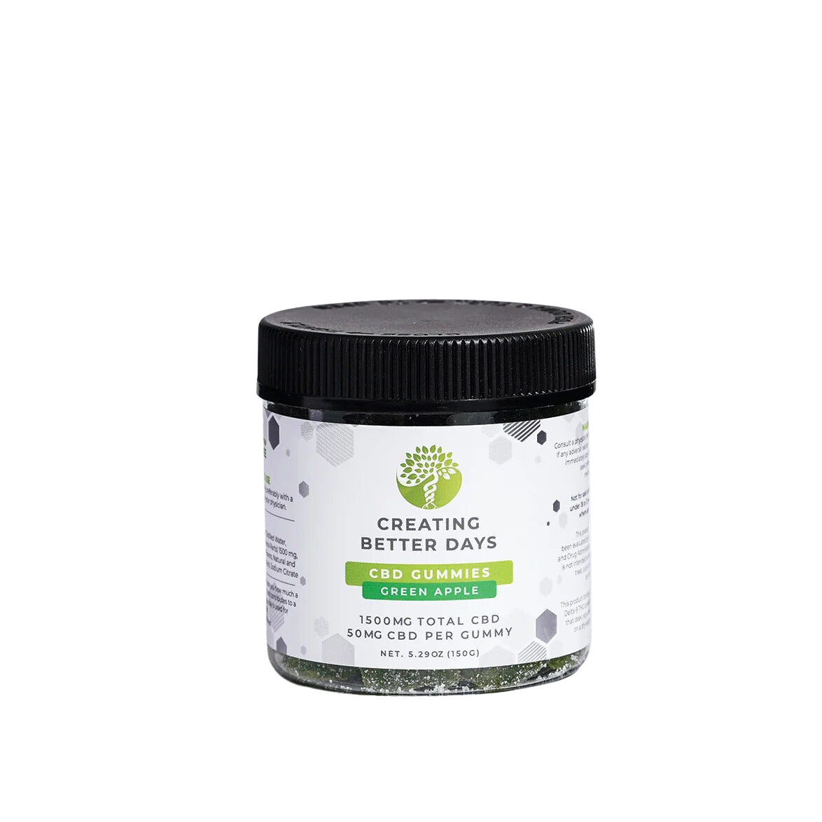 Creating Better Days, 1,500MG APPLE CBD GUMMIES, 5.29 OZ (150 G) UPC 749350250962 | HiLife Vitamins