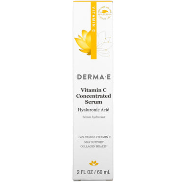 DERMA E., Vitamin C Concentrated Serum, Hyaluronic Acid, 2 fl oz (60 ml) UPC 030985003659 | HiLife Vitamins