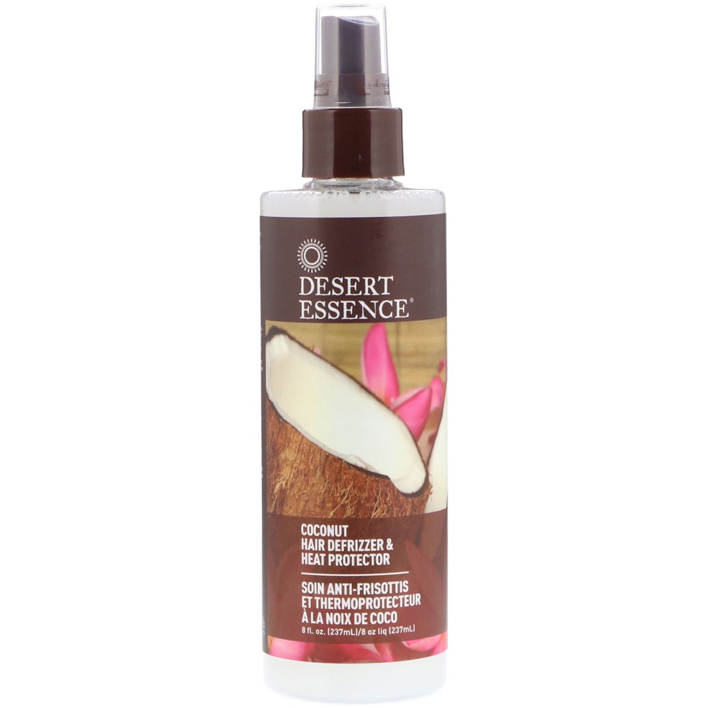 Desert Essence, Hair Defrizzer & Heat Protector-Coconut, 8.5 Oz UPC 718334337869 | HiLife Vitamins