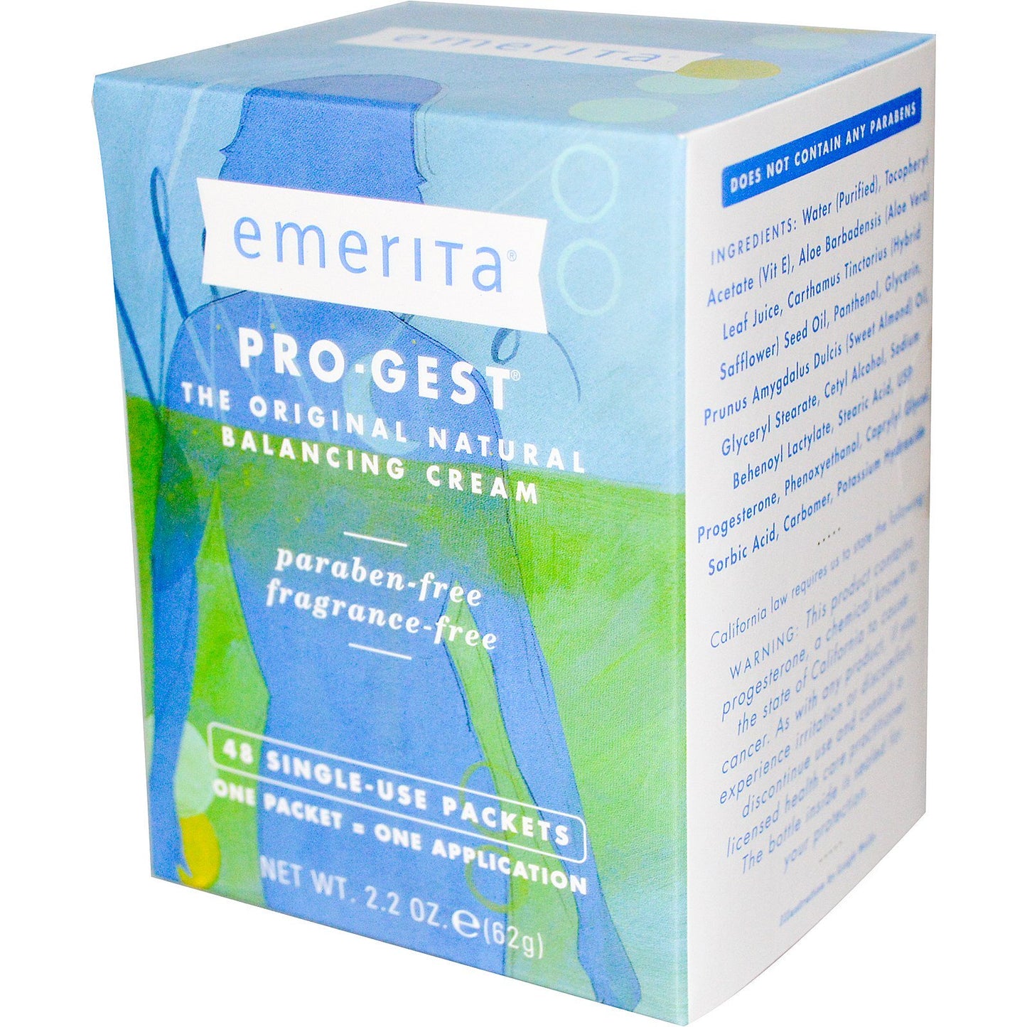 Emerita, Pro-Gest Cream Single Use Paraben Free, 48 Packets UPC 356163300854 | HiLife Vitamins