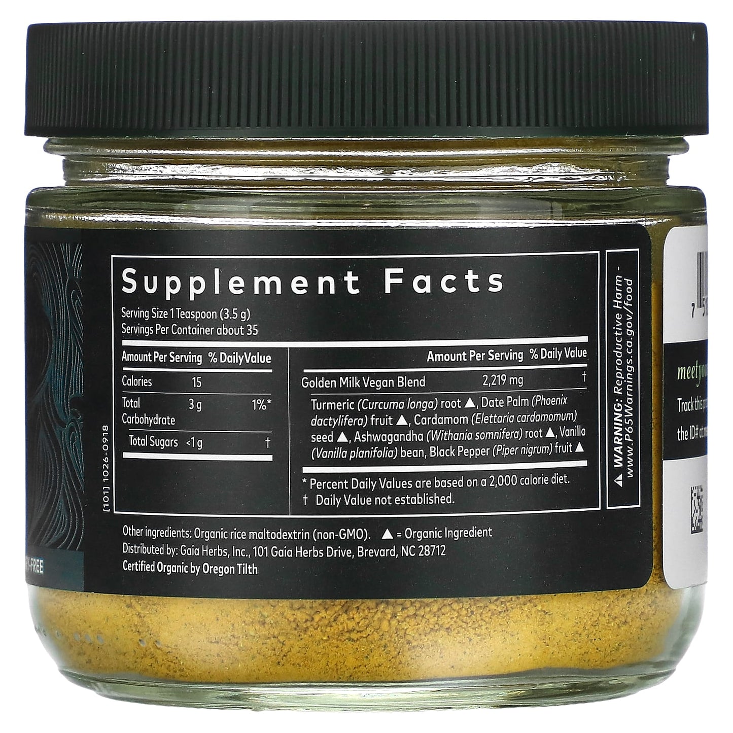 Gaia Herbs, Golden Milk, 3.7 Oz UPC 751063149273 | HiLife Vitamins