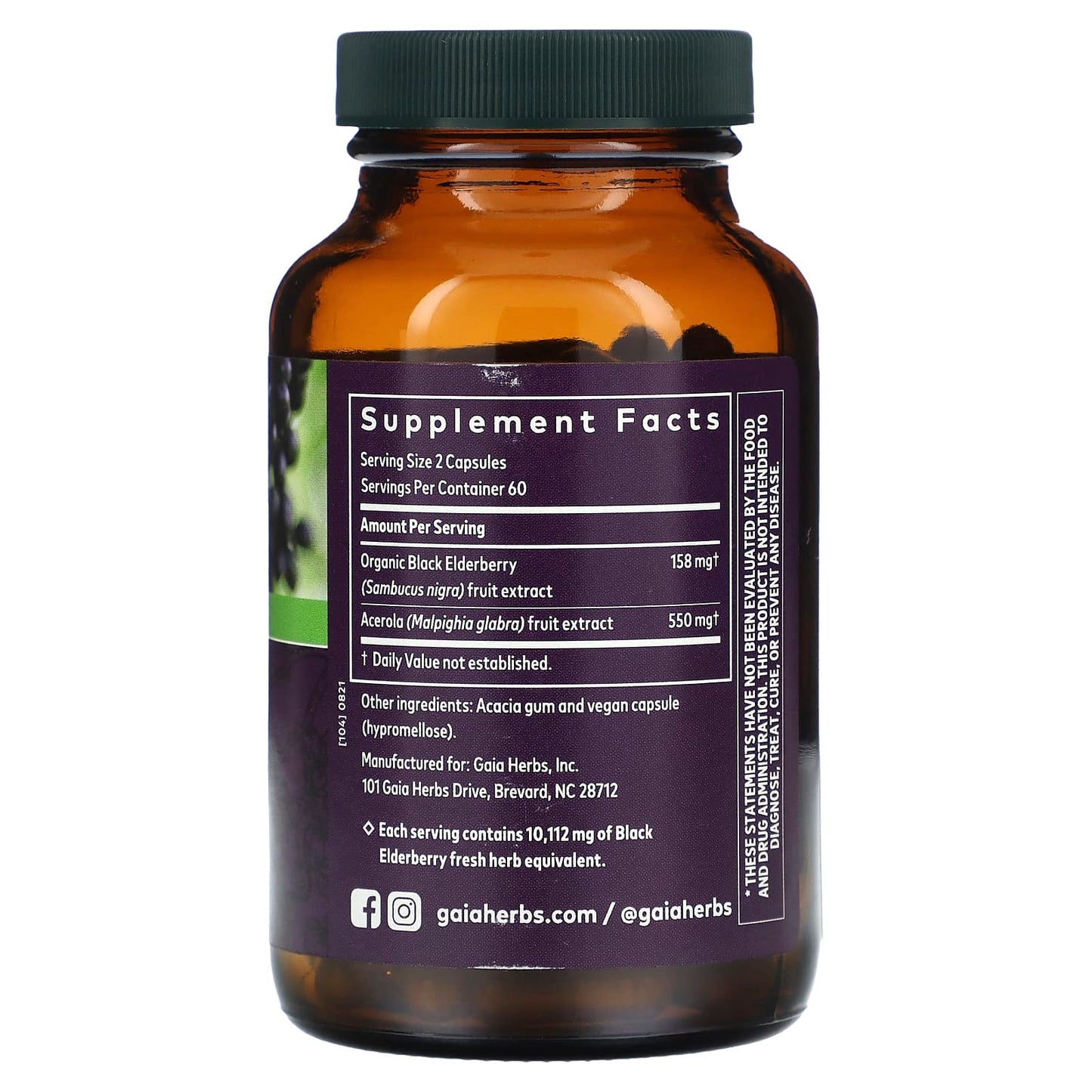 Gaia Herbs, Black Elderberry, 120 Capsules UPC 751063150613 | HiLife Vitamins