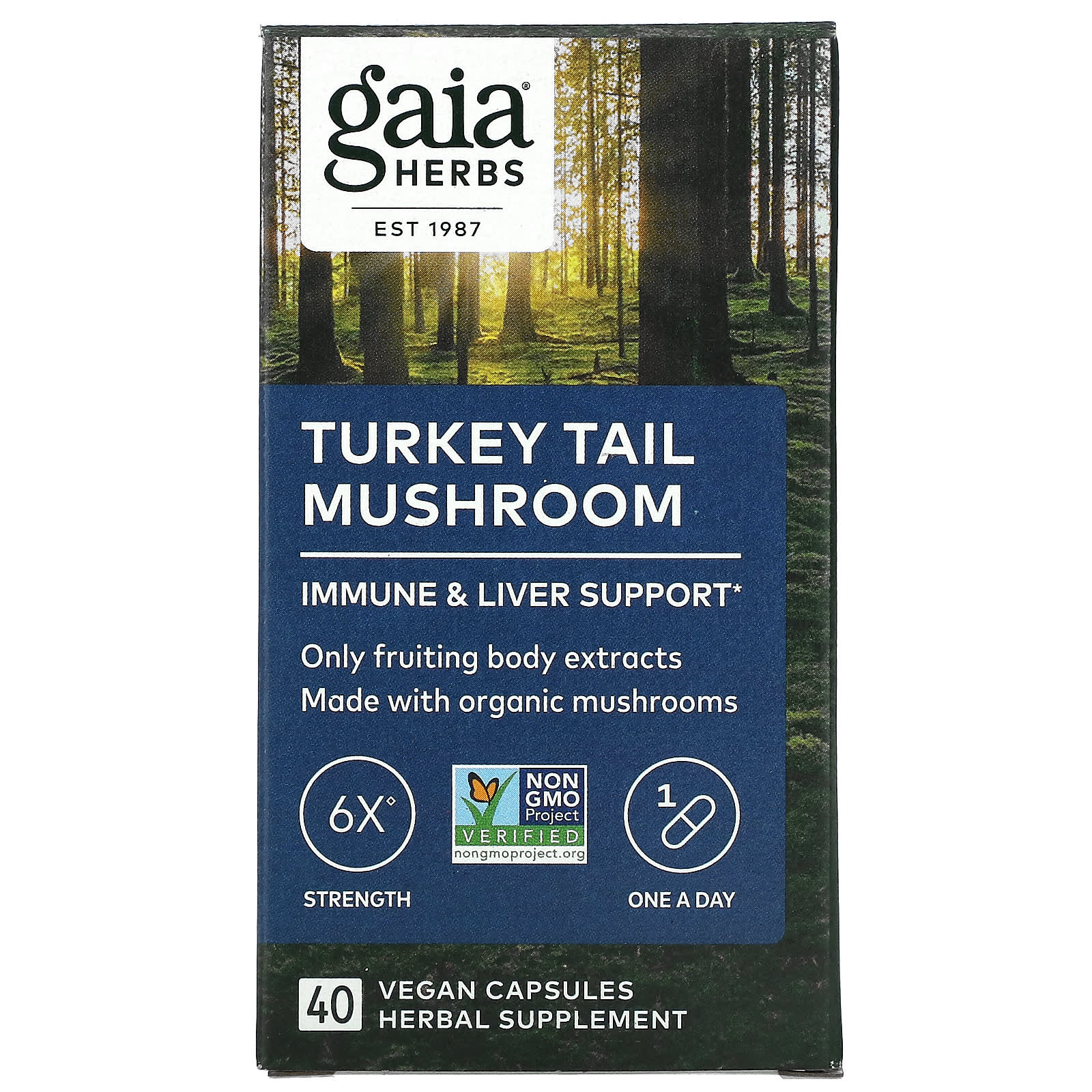 Gaia Herbs, Turkey Tail Mushroom, 40 Vegan Capsules UPC 751063151771 | HiLife Vitamins