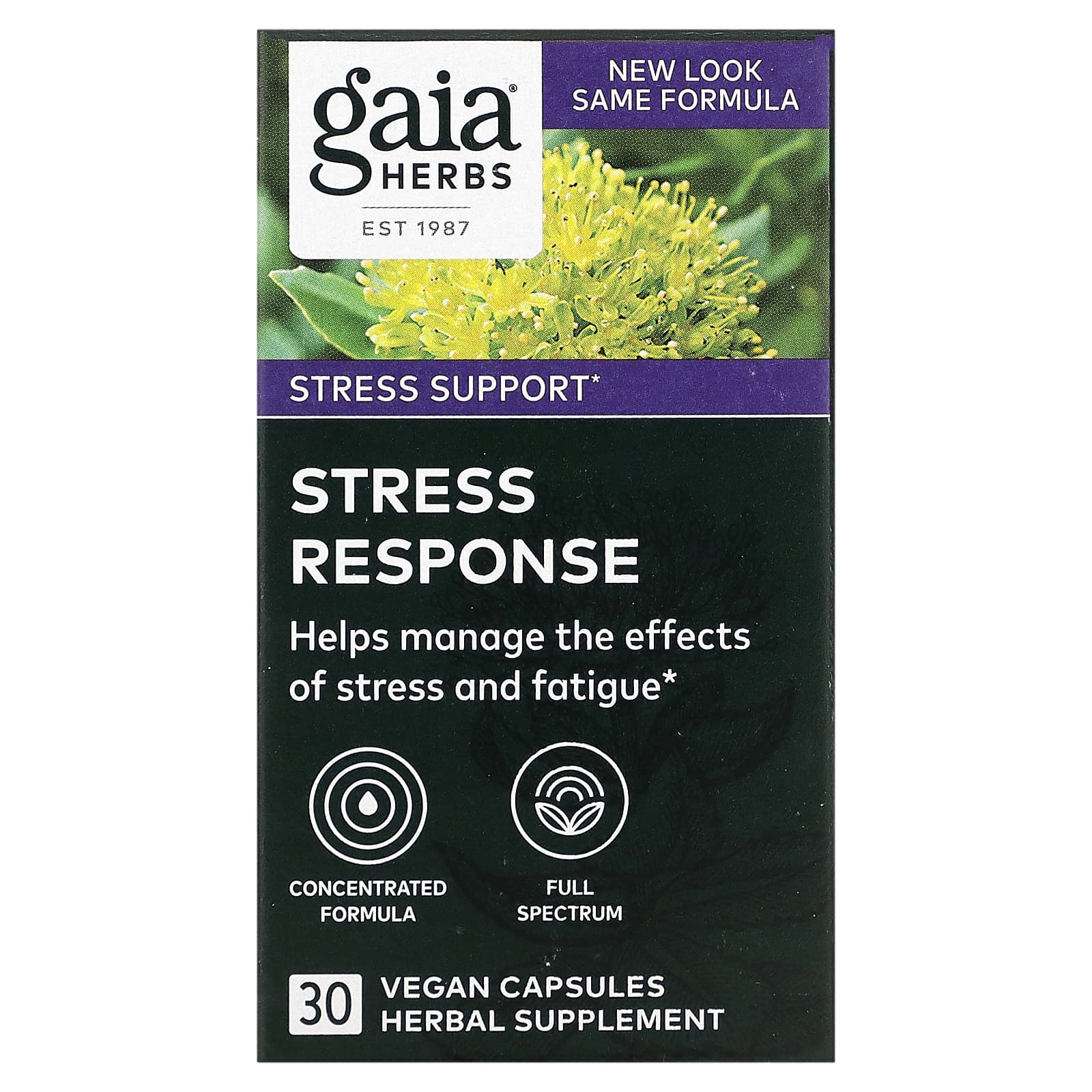 Gaia Herbs, Stress Response, 30 Vegan Liquid Phyto-Caps UPC 751063403405 | HiLife Vitamins