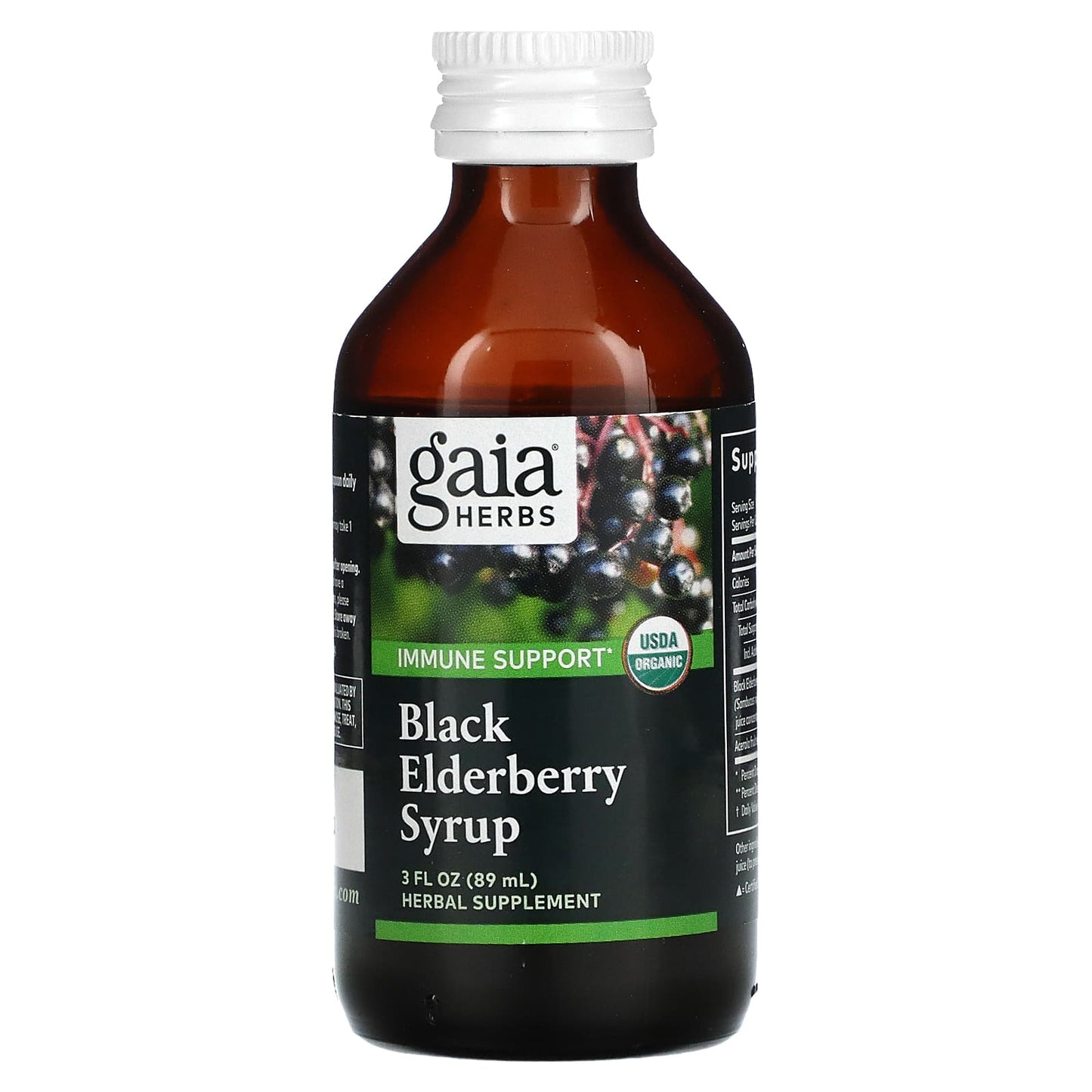 Gaia Herbs, Black Elderberry Syrup, 3 Oz UPC 751063996266 | HiLife Vitamins