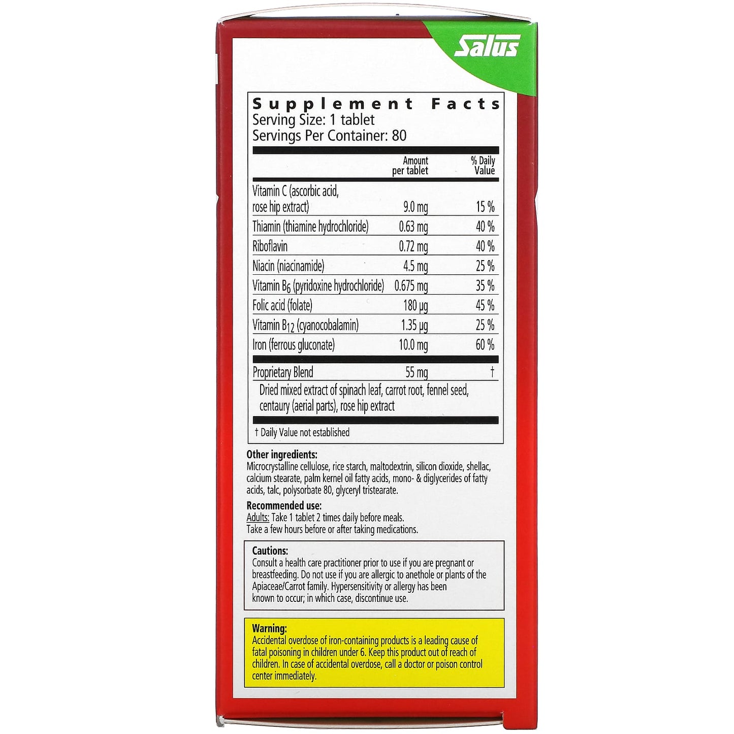 Gaia Herbs, Floradix, Iron Tablets, 80 Tablets UPC 850026260175 | HiLife Vitamins