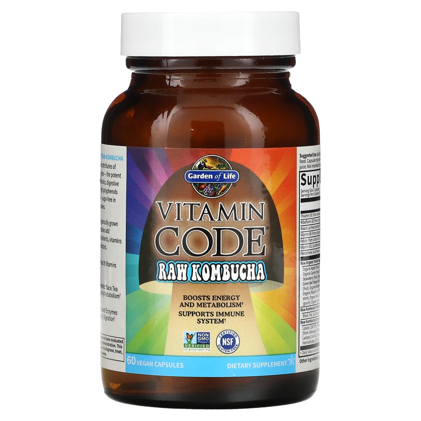 Garden of Life, Vitamin Code- RAW Kombucha, 60 Vegan Capsules UPC 658010113939 | HiLife Vitamins