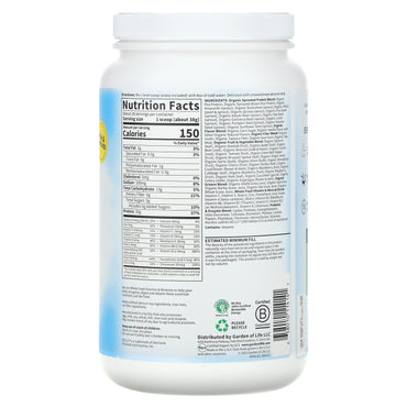 Garden of Life, RAW Organic, Meal Replacement Shake, Lightly Sweet, 37.53 oz (1,064 g) UPC 658010114141 | HiLife Vitamins