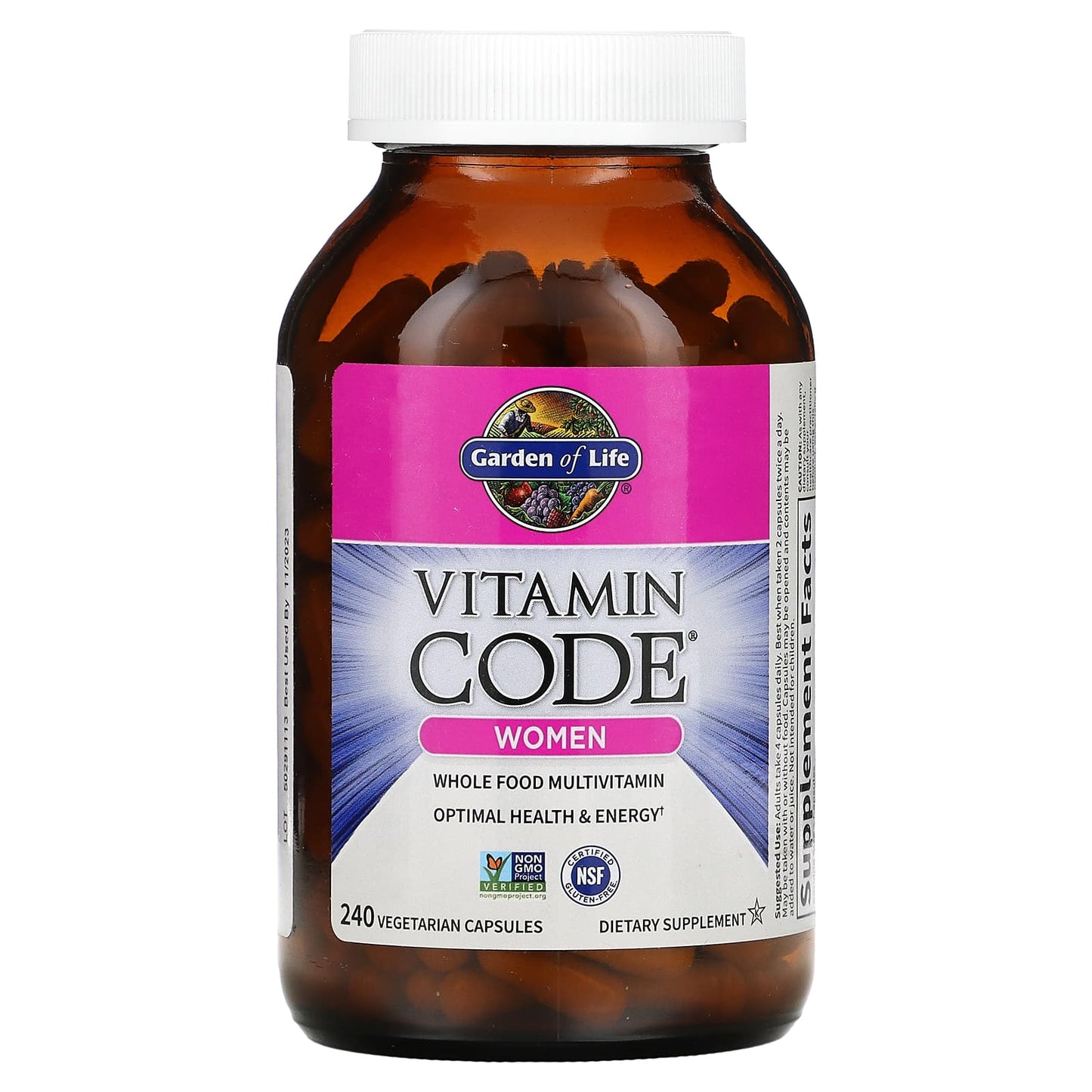 Garden of Life, Vitamin Code - Women's Multi, 240 Vegetarian Capsules UPC 658010114172 | HiLife Vitamins