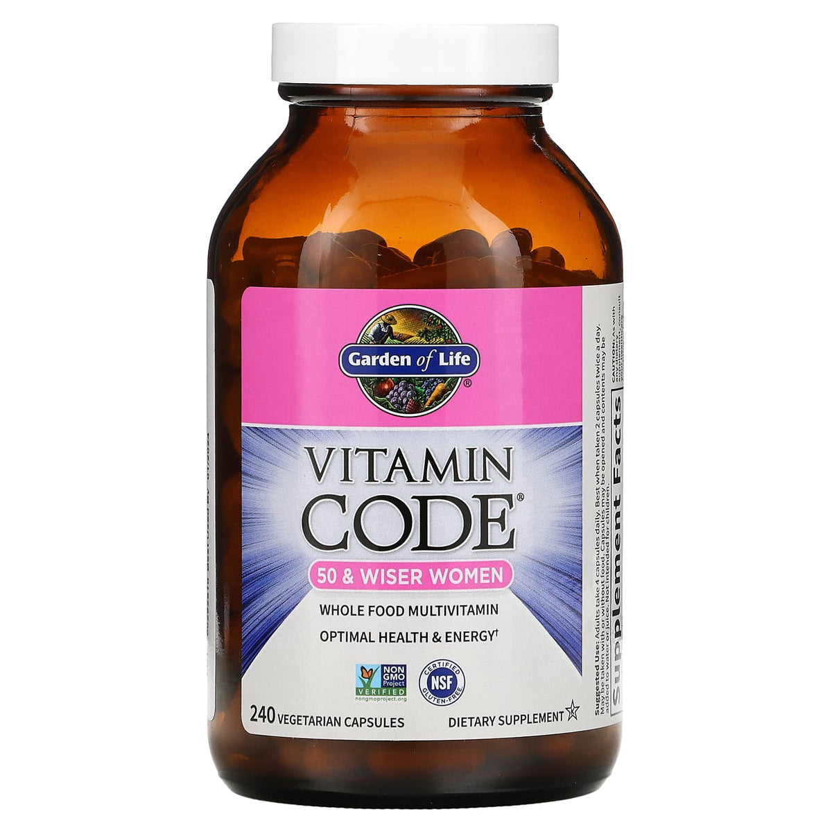 Garden Of Life, Vitamin Code 50 & Wiser Women's Multivitamin, 240 Vegetarian Capsules HiLife
