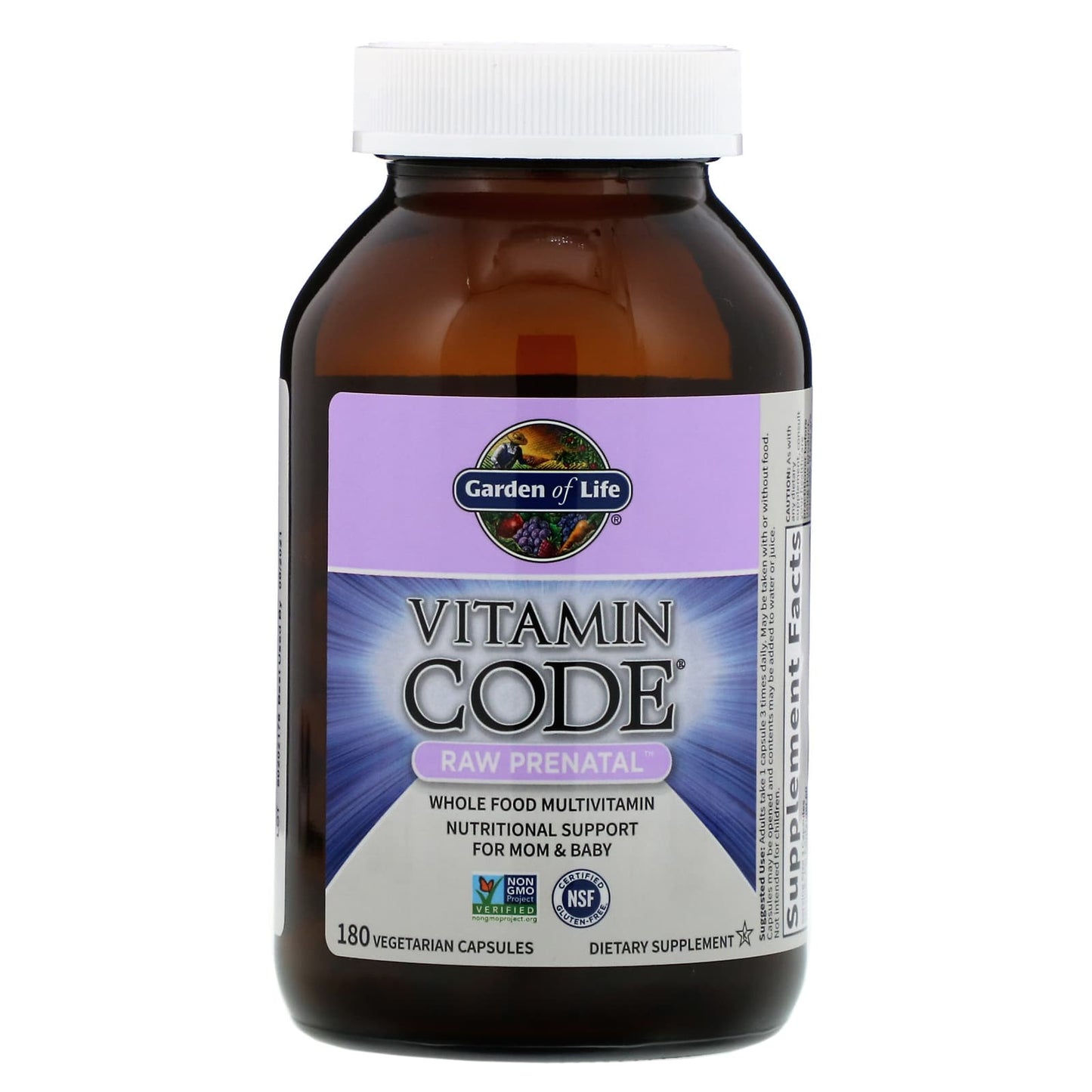 Garden of Life, Vitamin Code RAW Prenatal, 180 Vegetarian Capsules UPC 658010115902 | HiLife Vitamins