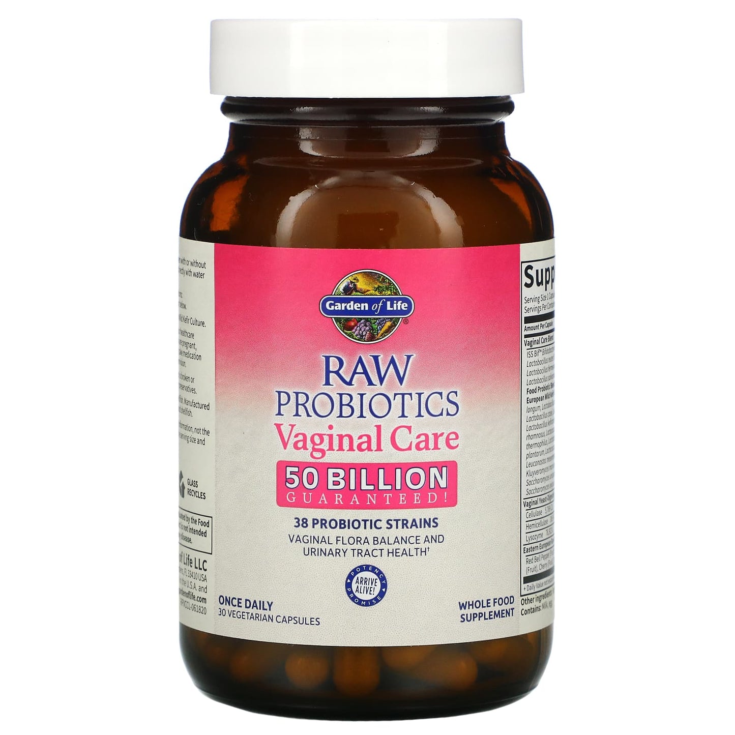 Garden of Life, RAW Probiotics Vaginal Care, 30 Vegetarian Capsules UPC 658010116633 | HiLife Vitamins