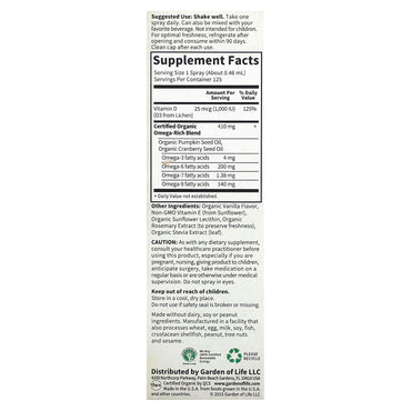 Garden of Life, KIND Organics D3 Spray, 2 Oz Liquid UPC 658010117814 | HiLife Vitamins