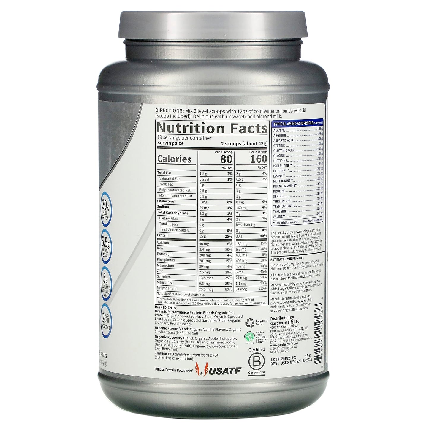 Garden of Life, Sport Organic Protein Vanilla Powder, 28.4 oz UPC 658010119436 | HiLife Vitamins