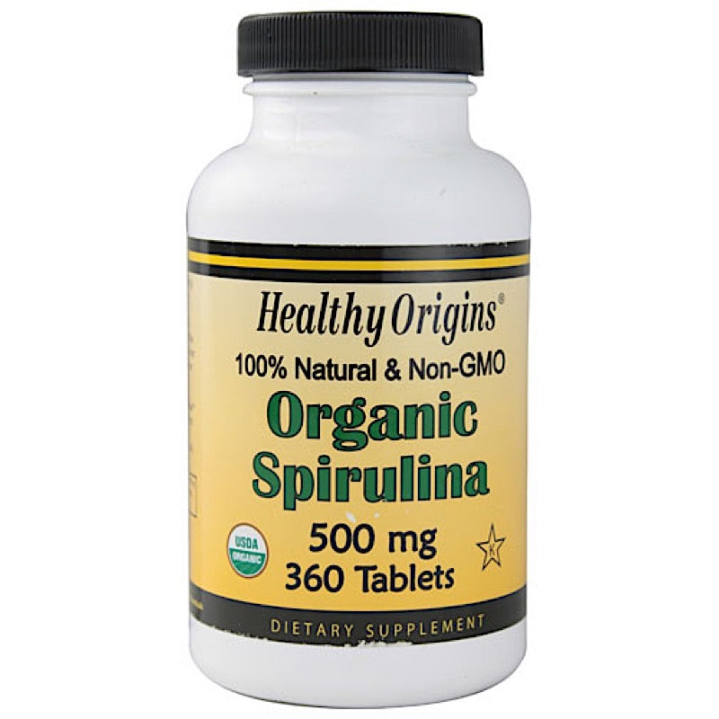 Healthy Origins, Spirulina 500 mg Organic & Kosher, 360 Tablets UPC 603573882372 | HiLife Vitamins