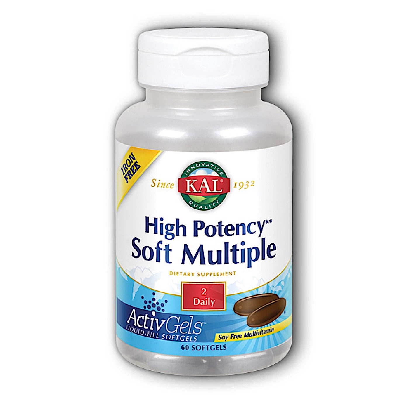 Kal, High Potency Soft Multiple Iron Free, 60 Softgels UPC 021245727149 | HiLife Vitamins