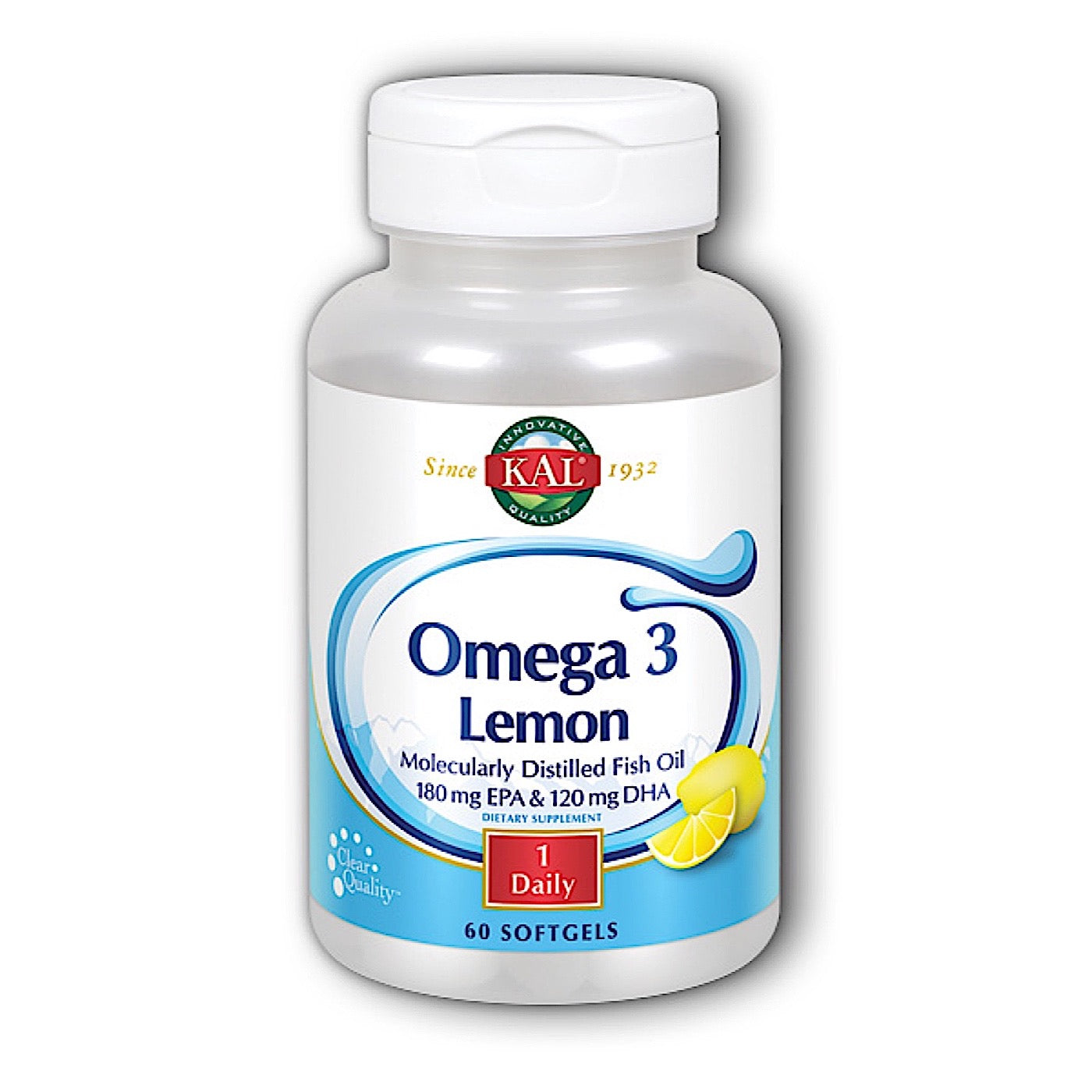 Kal, Omega 3 w/Lemon 1000mg, 60 Softgels UPC 021245840145 | HiLife Vitamins