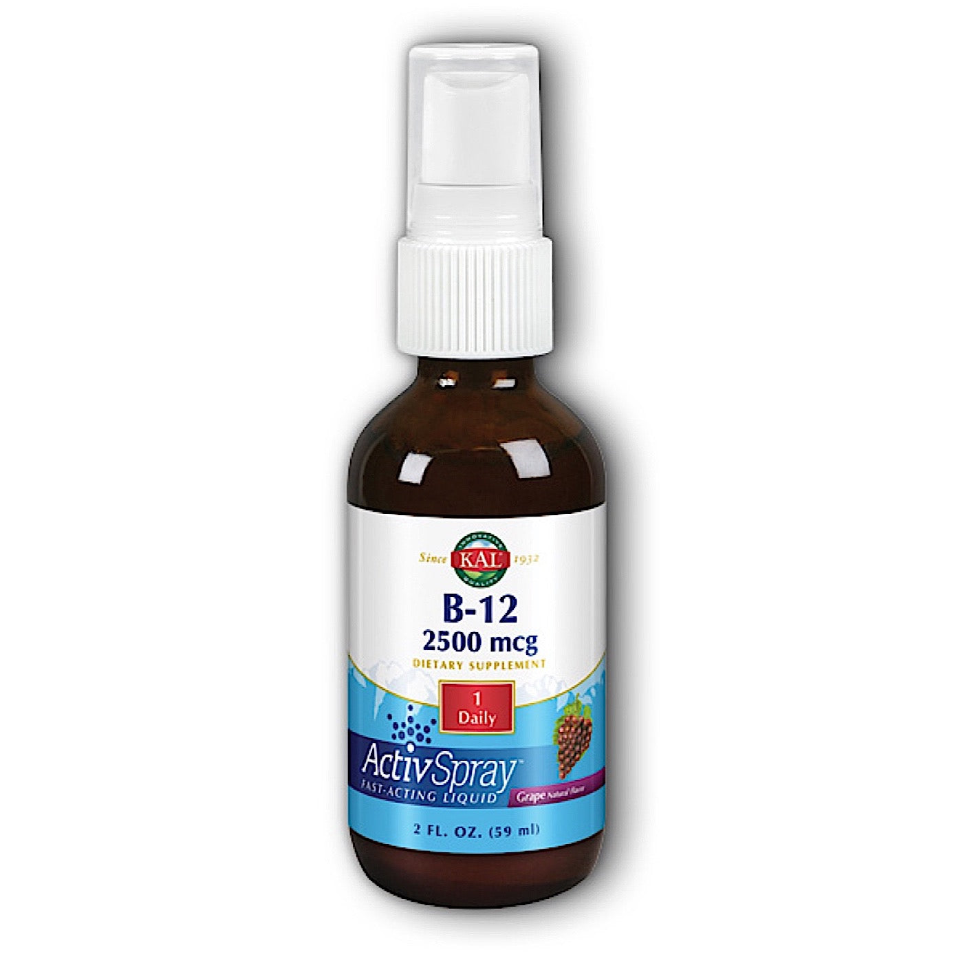 Kal, B-12 Grape 2500mcg, 2 Oz Spray UPC 021245951117 | HiLife Vitamins