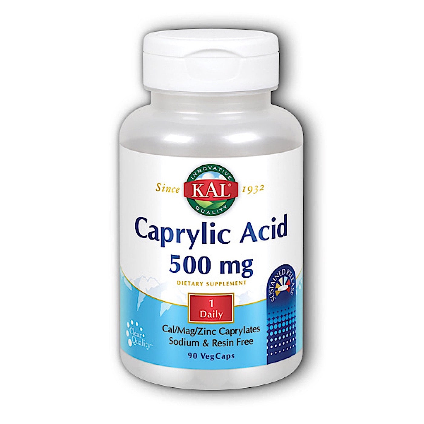 Kal, Caprylic Acid SR 500mg, 90 Capsules UPC 021245989776 | HiLife Vitamins