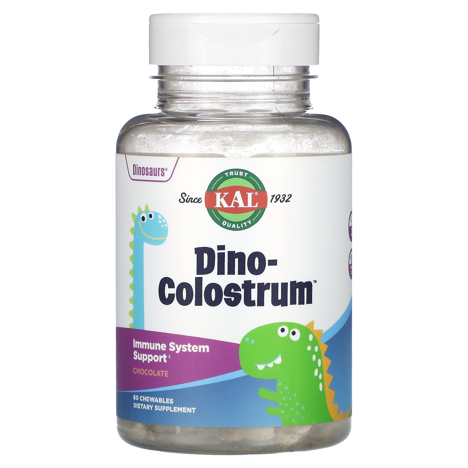 Kal, Dino-Colostrum, Chocolate, 60 Chewables UPC 021245565000 | HiLife Vitamins