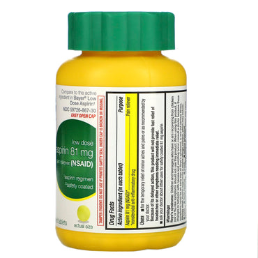 Ready In Case, Aspirin, Low Dose Safety Coat, 300 Enteric Coated Tablets UPC 359726443012 | HiLife Vitamins