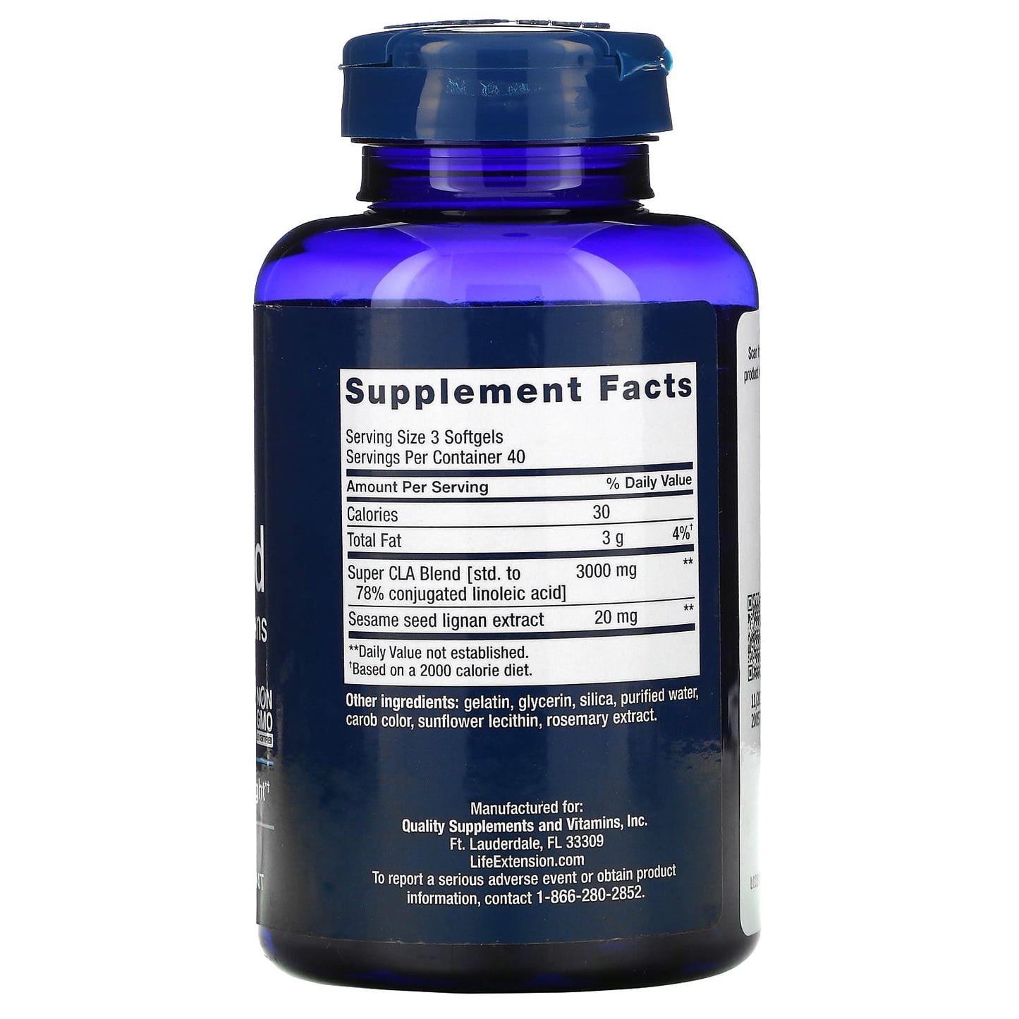 Life Extension, Super CLA Blend with Sesame L, 120 Softgels UPC 737870818120 | HiLife Vitamins