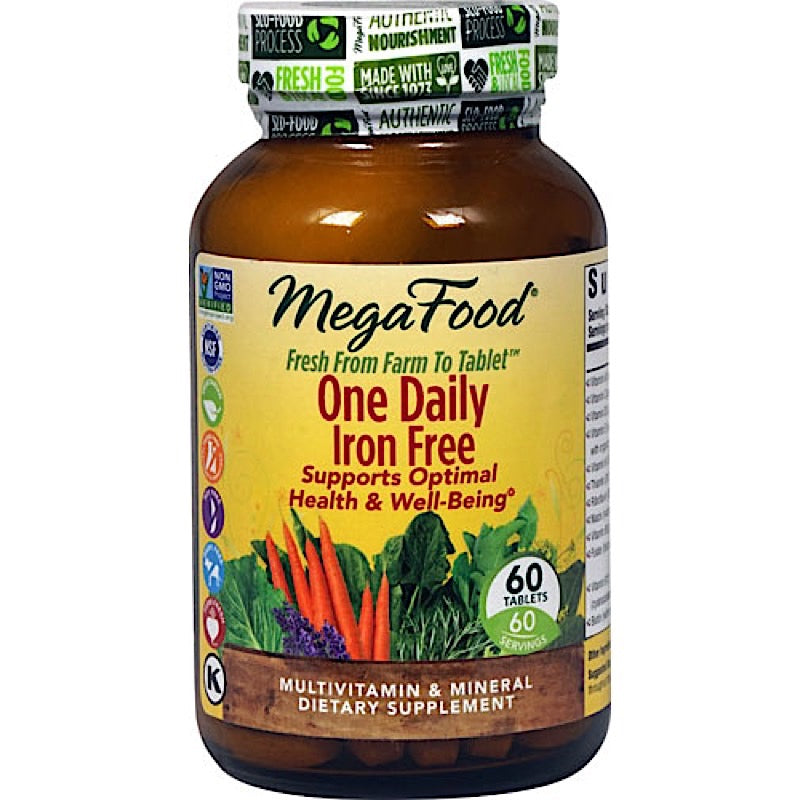 Megafood, One Daily Iron Free, 60 Tablets UPC 051494101742 | HiLife Vitamins