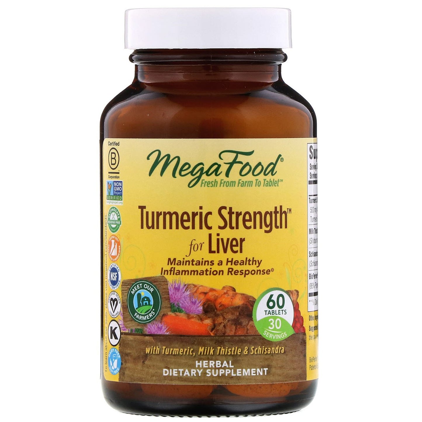 Megafood, Turmeric Strength For Liver, 60 Tablets UPC 051494103067 | HiLife Vitamins