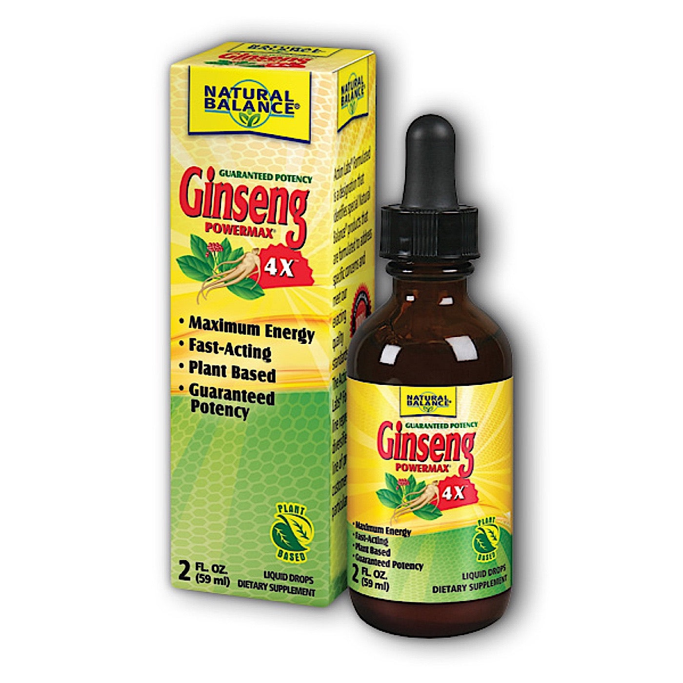 Natural Balance, GINSENG POWERMAX 4X, 2 Oz Drops UPC 047868333208 | HiLife Vitamins