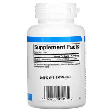 Natural Factors, Vitamin D3, 25 mcg (1,000 IU), 90 Tablets UPC 068958010502 | HiLife Vitamins