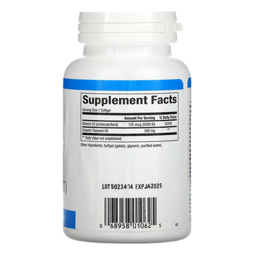 Natural Factors, Vitamin D3 125 mcg 5,000 IU), 360 Softgels UPC 068958010625 | HiLife Vitamins