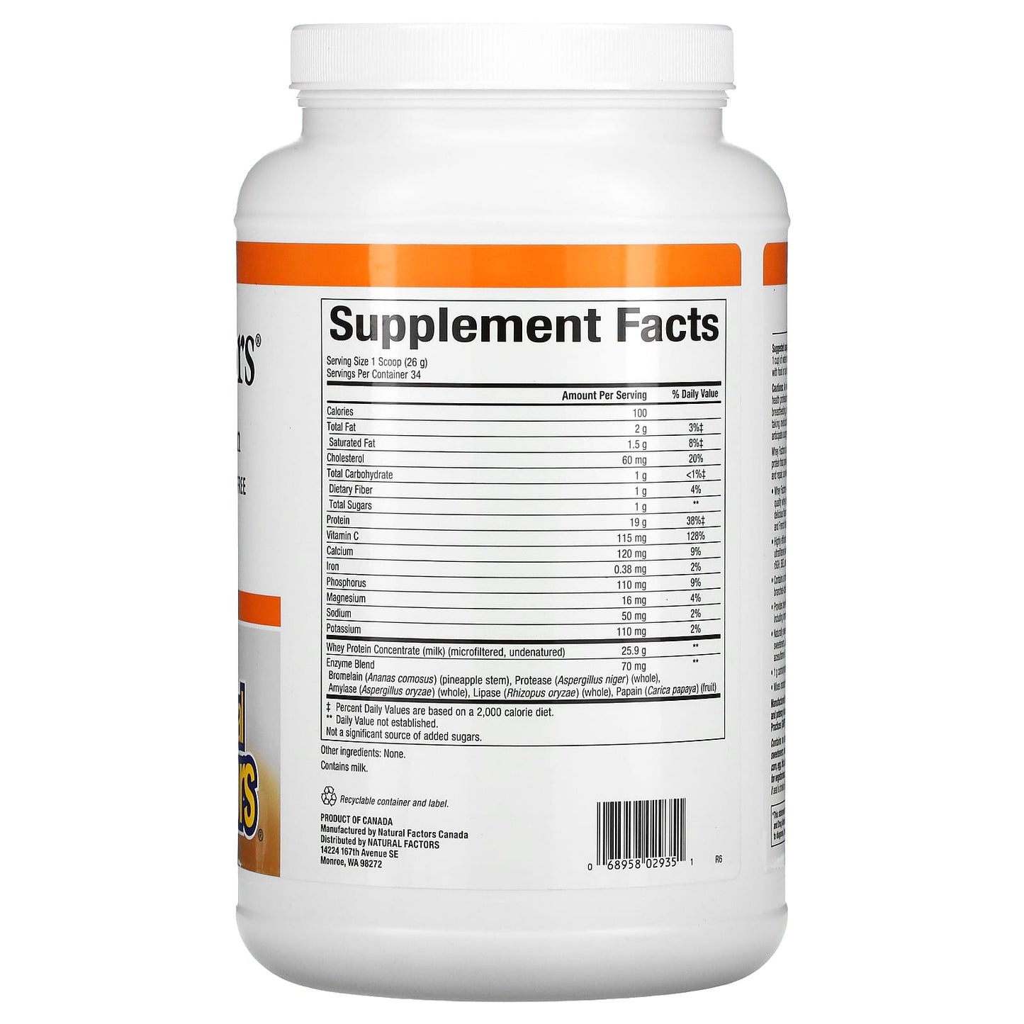 Natural Factors, Whey Factors, Grass Fed Whey Protein, U, 2 Lbs UPC 068958029351 | HiLife Vitamins