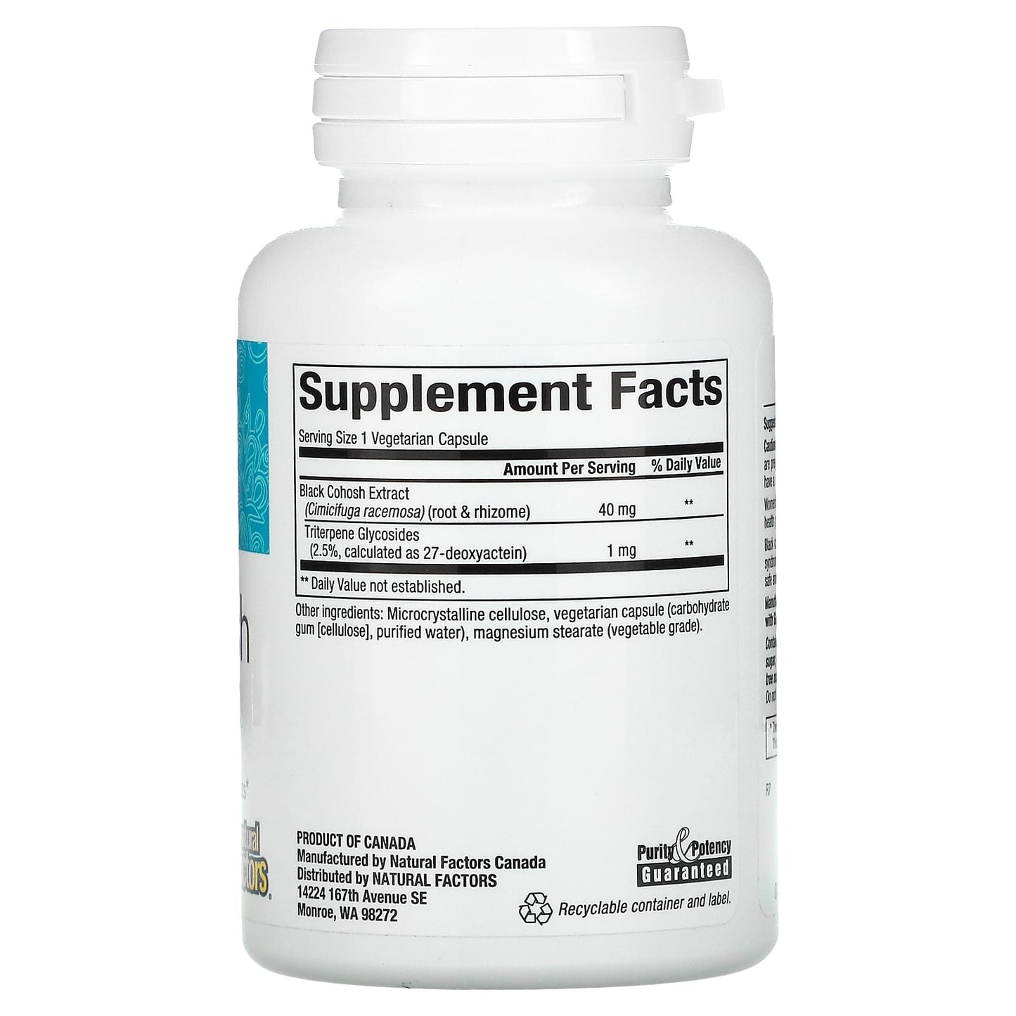 Natural Factors, WomenSense, Black Cohosh Extract, Menop, 90 Capsules UPC 068958049250 | HiLife Vitamins