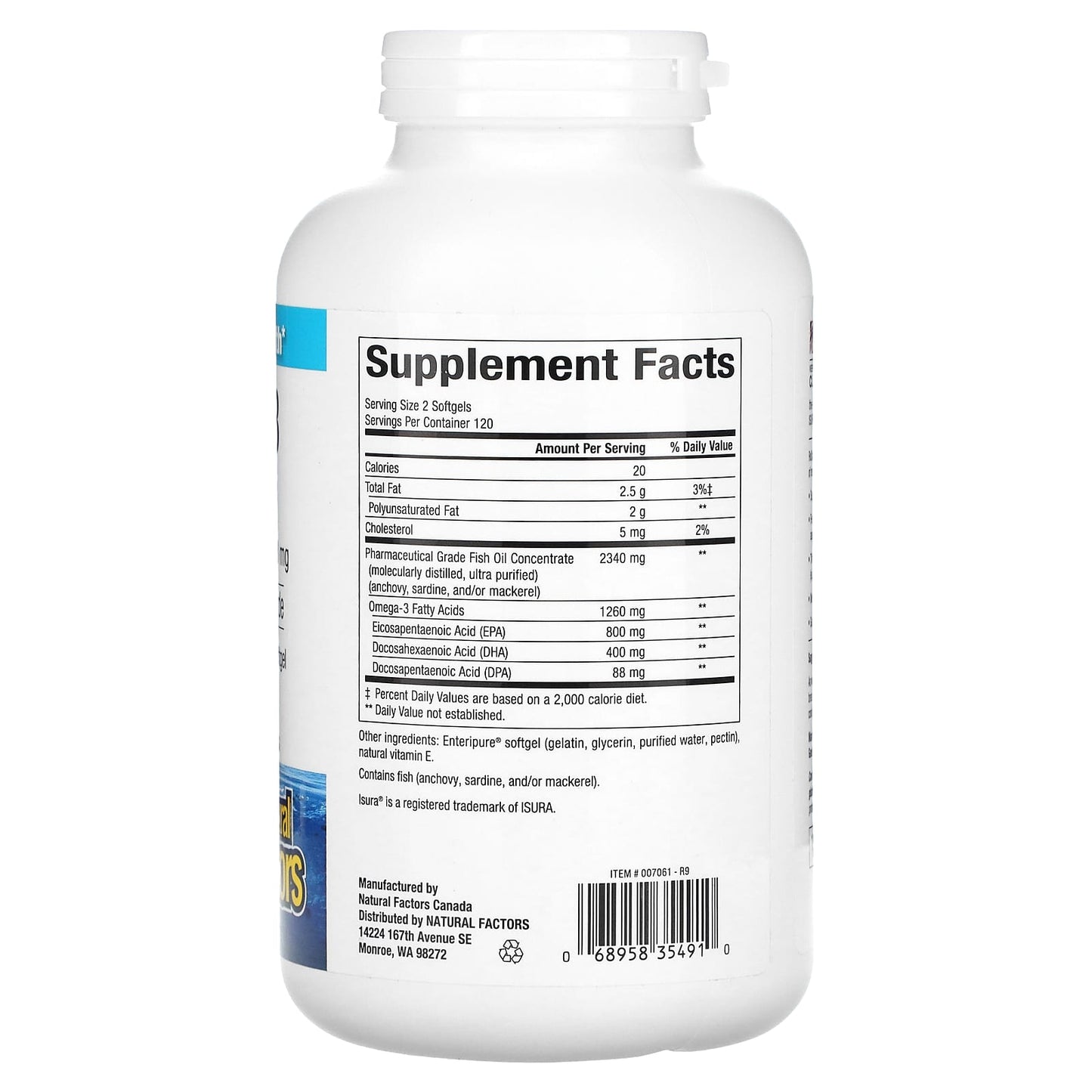 Natural Factors, Rx Omega-3, 630 mg, 240 Softgels UPC 068958354910 | HiLife Vitamins