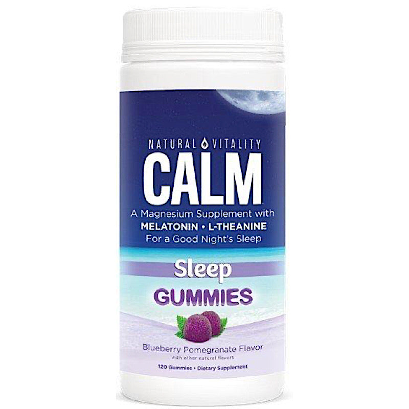 Natural Vitality, Calm Magnesium Sleep With Melatonin and LTheanine Blueberry Pomegranate, 120 Gummies - 183405043459