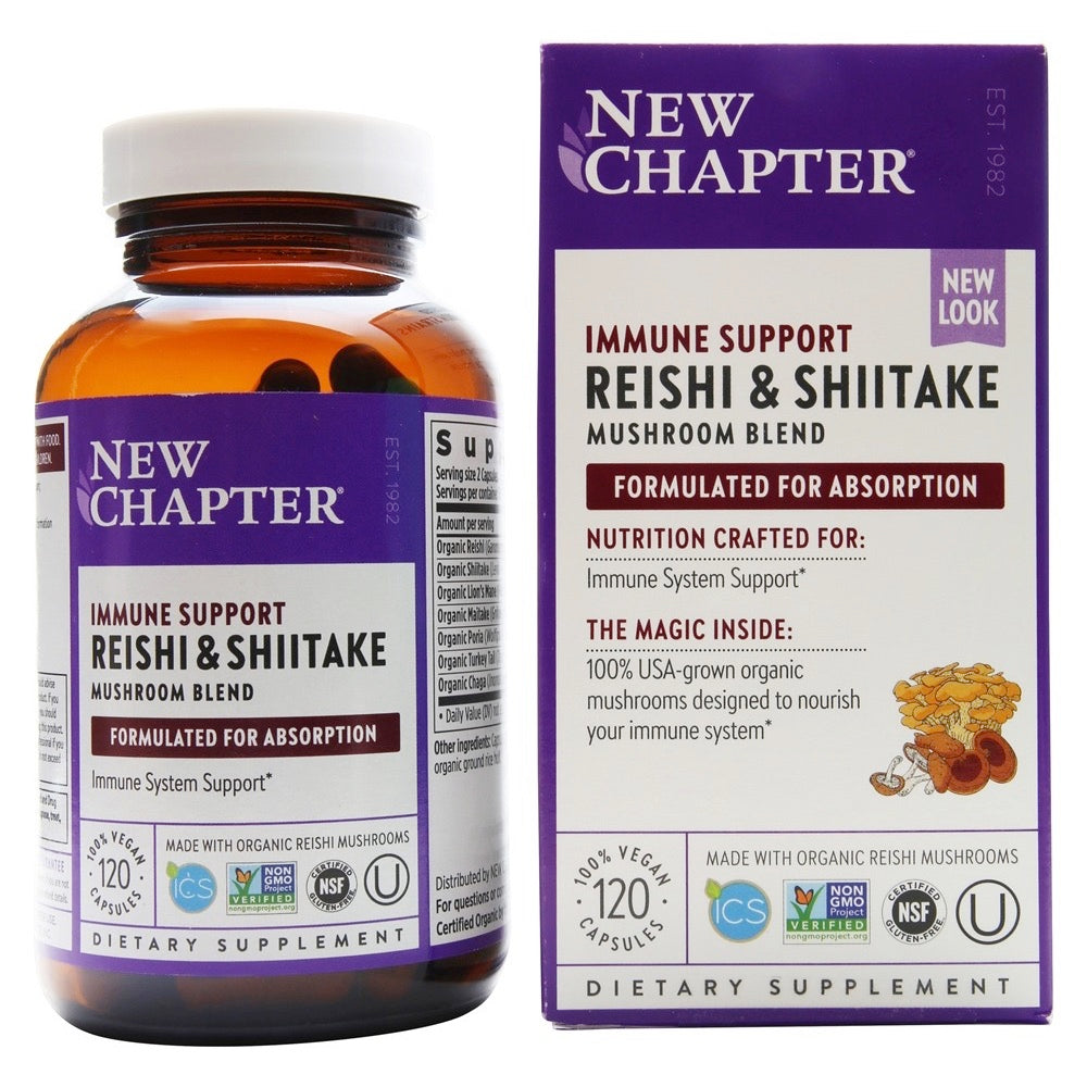 New Chapter, Immune Support Reishi & Shiitake Mushroom Blend, 120 Vegan Capsules HiLife Vitamins