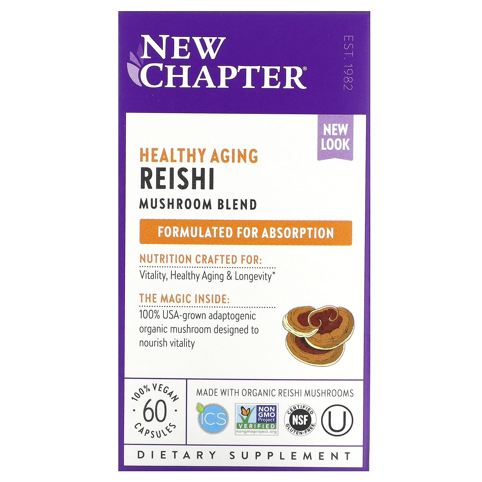 New Chapter, Lifeshield Reishi, 60 Capsules UPC 727783002358 | HiLife Vitamins