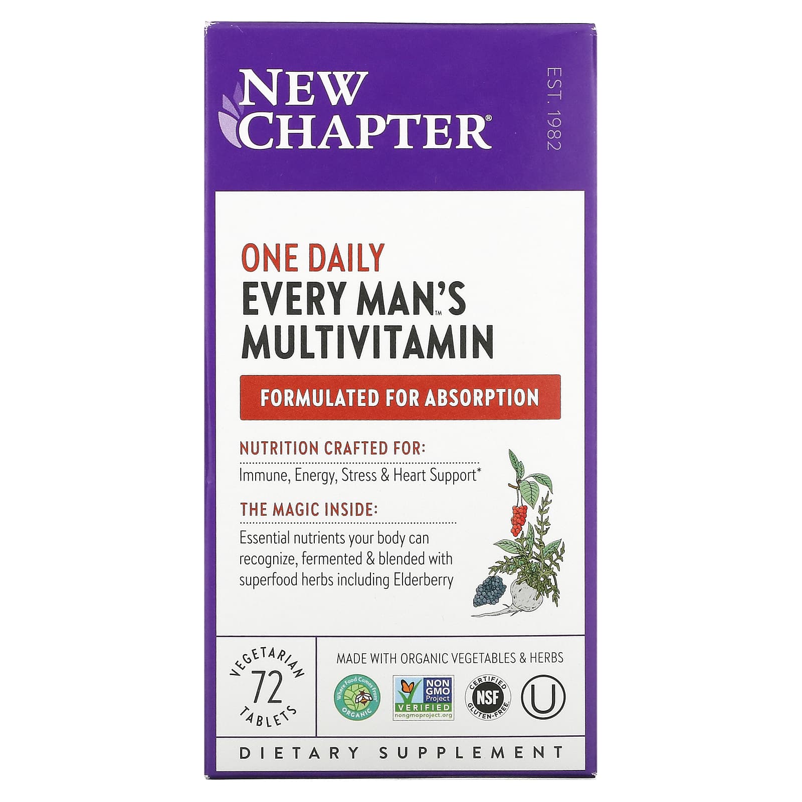 New Chapter, Every Man's One Daily, 72 Tablets UPC 727783003287 | HiLife Vitamins