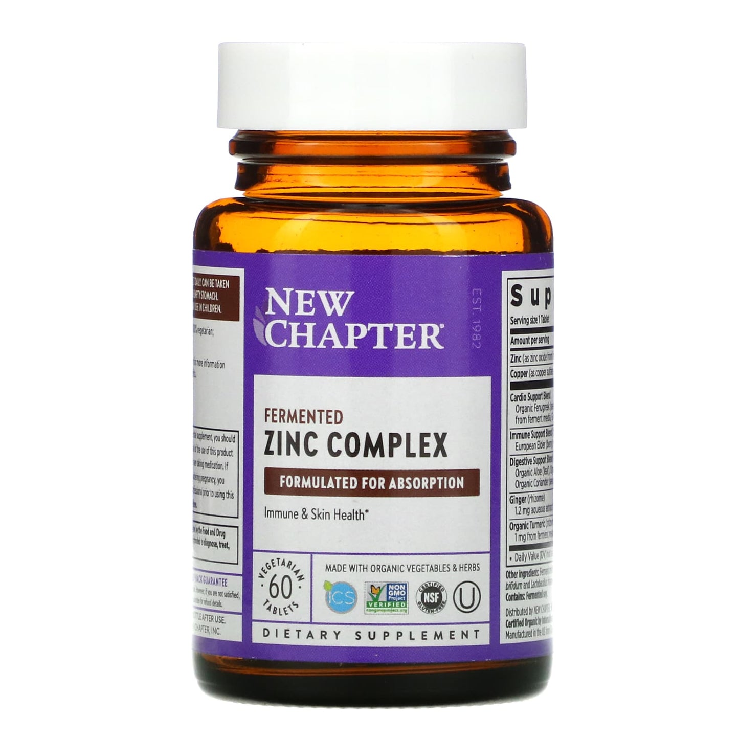 New Chapter, Fermented Zinc Complex, 60 Tablets UPC 727783006455 | HiLife Vitamins
