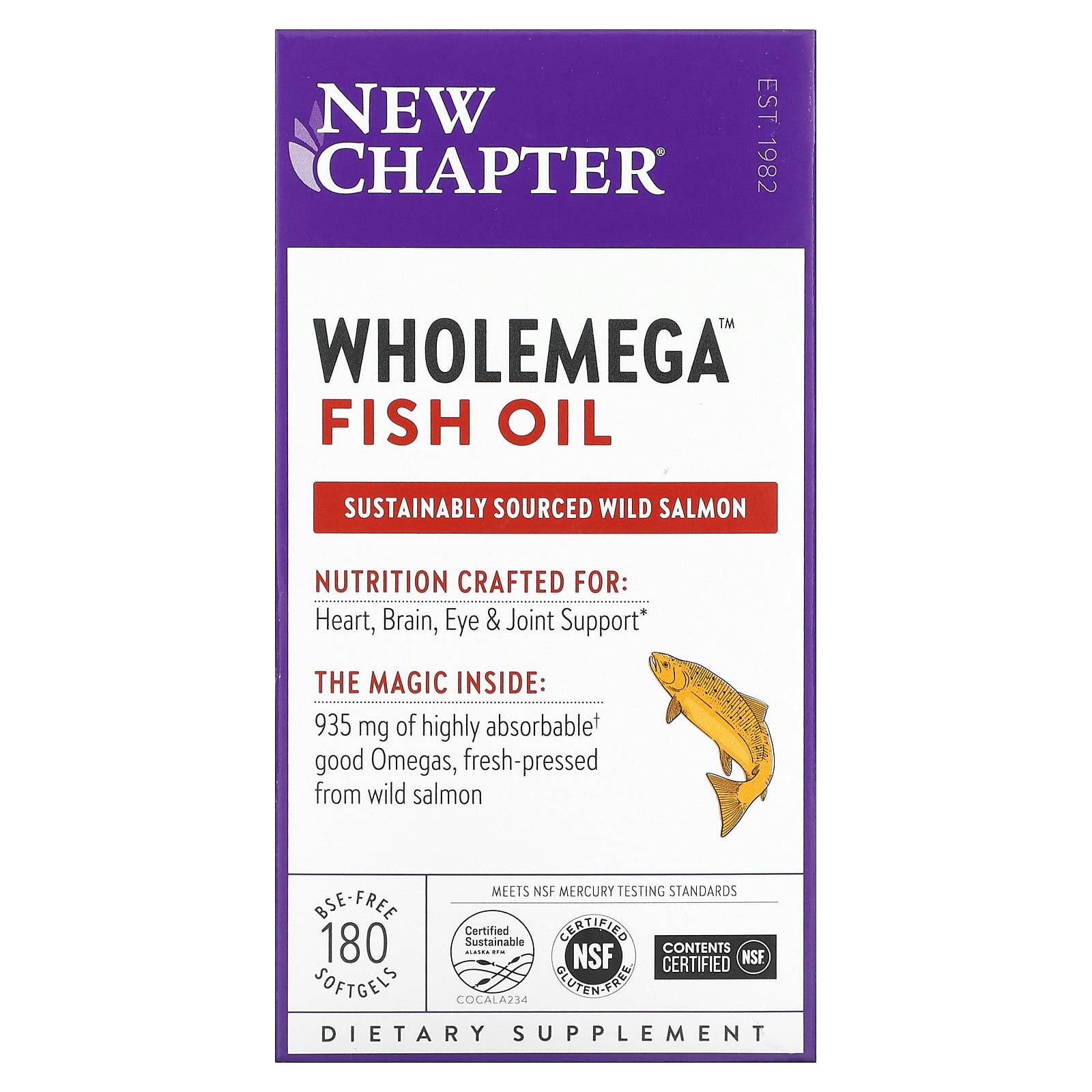 New Chapter, Wholemega 1,000 mg, 180 Softgels UPC 727783050007 | HiLife Vitamins