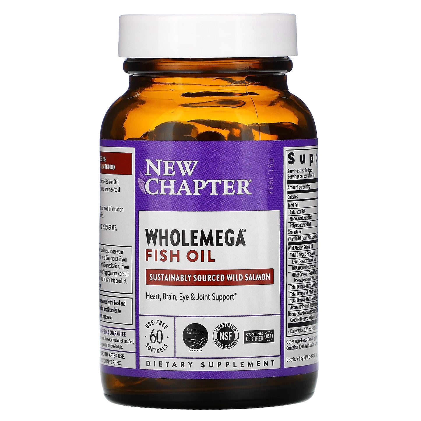 New Chapter, Wholemega 1,000 mg, 60 Softgels UPC 727783050021 | HiLife Vitamins