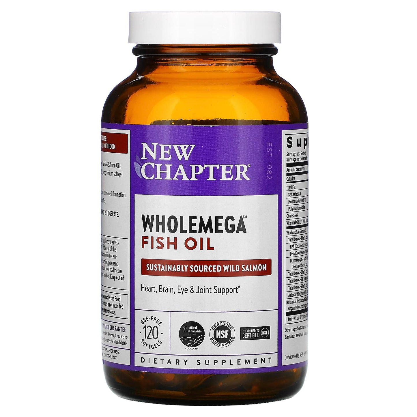 New Chapter, Wholemega 1,000 mg, 120 Softgels UPC 727783050038 | HiLife Vitamins