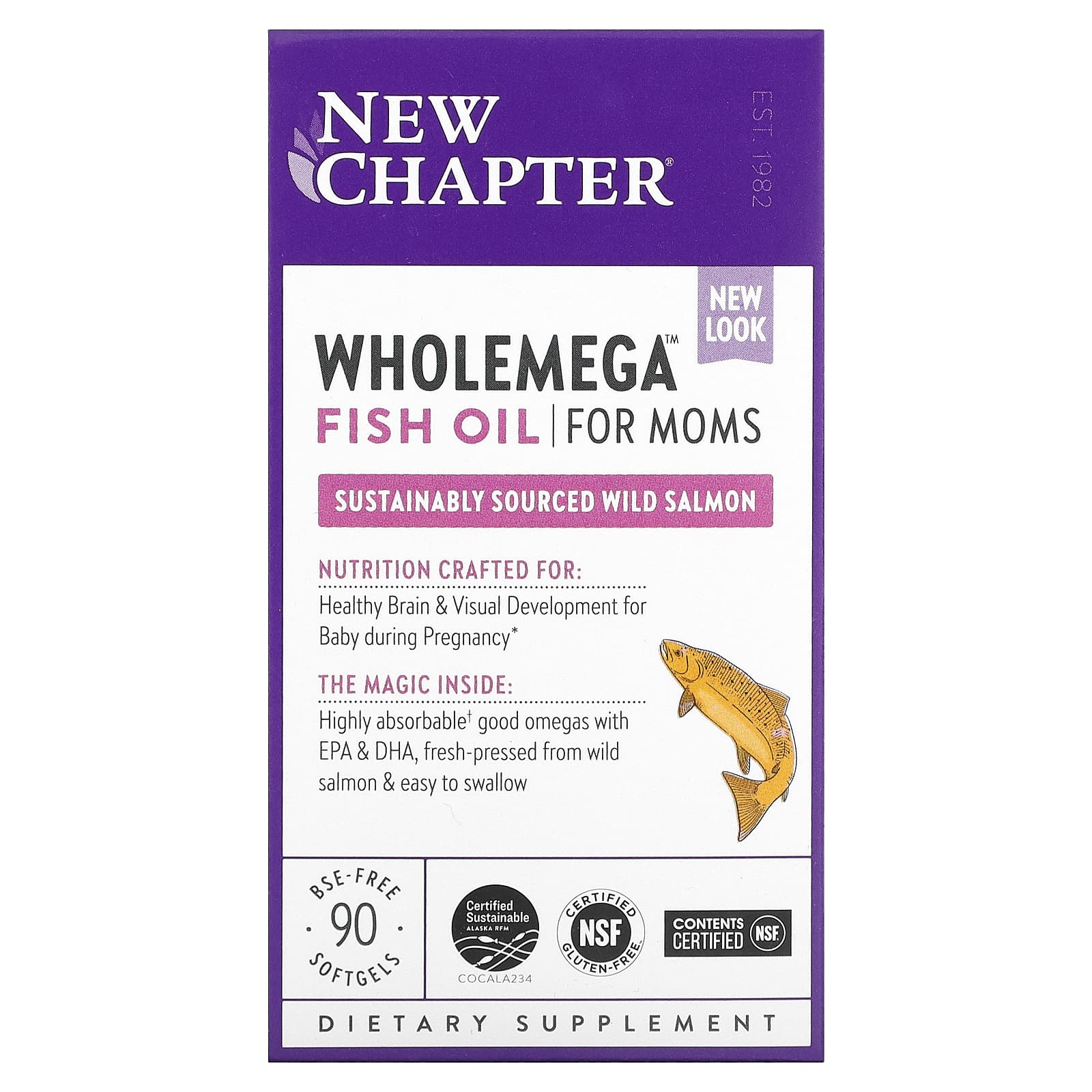 New Chapter, Wholemega Prenatal 500 mg, 90 Softgels UPC 727783050168 | HiLife Vitamins