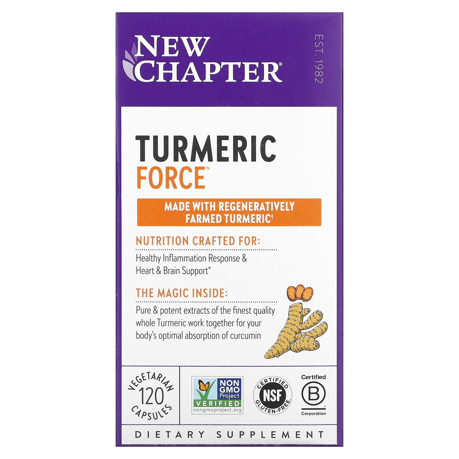 New Chapter, Turmeric Force, 120 Capsules UPC 727783900456 | HiLife Vitamins