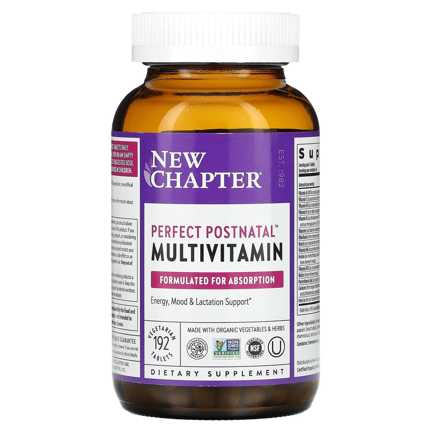 New Chapter, Perfect Postnatal Multivitamin, 192 Tablets UPC 727783900586 | HiLife Vitamins